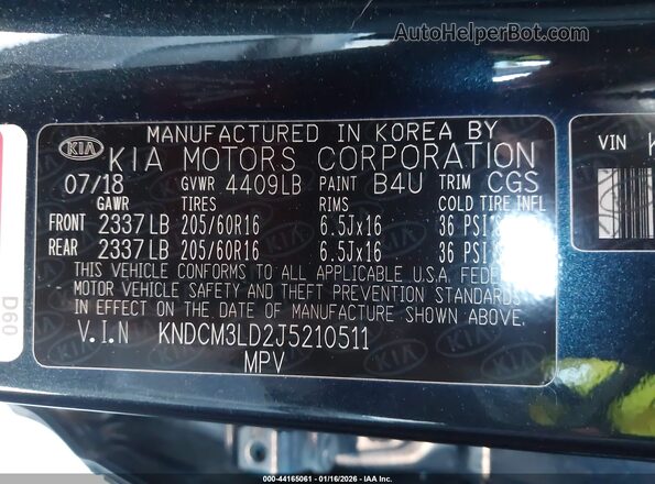 KNDCM3LD2J5210511 2018 KIA NIRO PLUG-IN HYBRID Dark Blue ძრავის განყოფილების ხედი