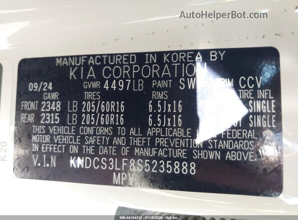 KNDCS3LF8S5235888 2025 KIA NIRO PLUG-IN HYBRID White Вид підкапотного простору