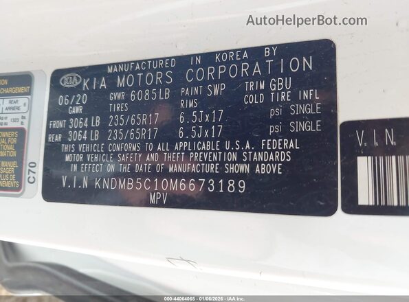 KNDMB5C10M6673189 2021 KIA SEDONA White ძრავის განყოფილების ხედი
