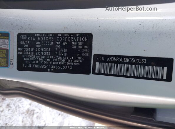 KNDMB5C13K6500263 2019 KIA SEDONA Белый Вид подкапотного пространства