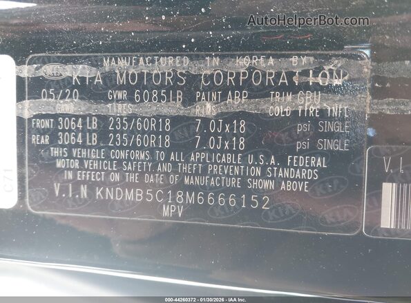 KNDMB5C18M6666152 2021 KIA SEDONA Black Engine compartment view