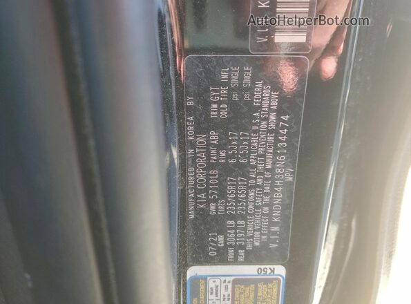 KNDNB4H38N6134474 2022 KIA CARNIVAL Black VIN sticker view