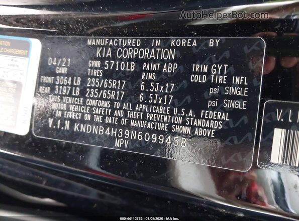 KNDNB4H39N6099458 2022 KIA CARNIVAL MPV Black 