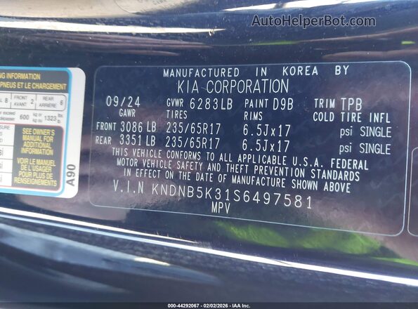 KNDNB5K31S6497581 2025 KIA CARNIVAL MPV Black 