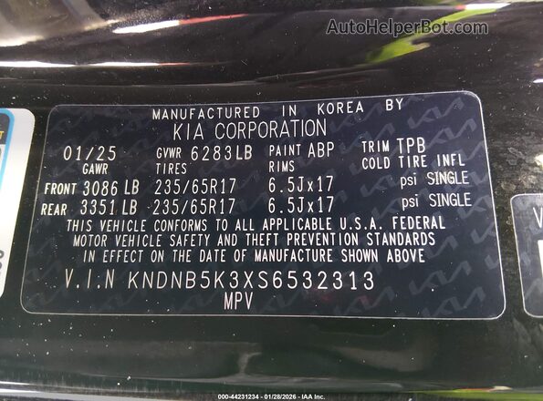 KNDNB5K3XS6532313 2025 KIA CARNIVAL MPV Черный Вид подкапотного пространства