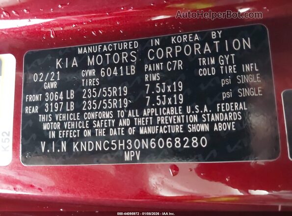 KNDNC5H30N6068280 2022 KIA CARNIVAL MPV Красный Вид подкапотного пространства