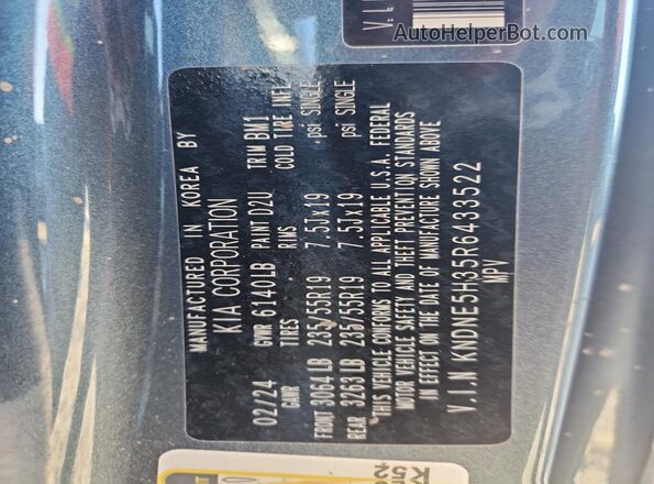 KNDNE5H35R6433522 2024 KIA CARNIVAL Black 360 interior view