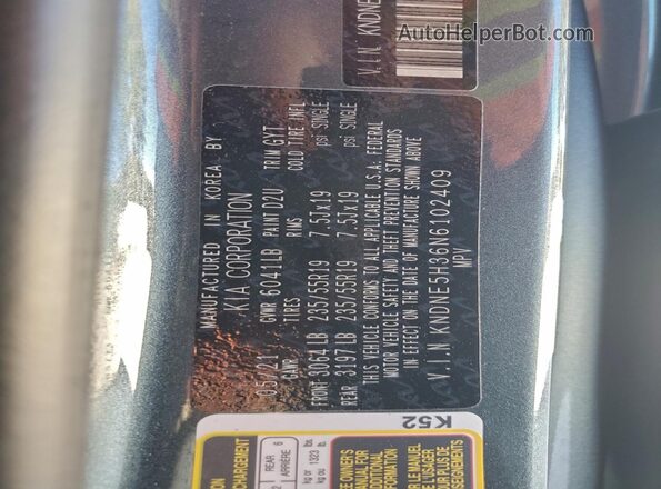 KNDNE5H36N6102409 2022 KIA CARNIVAL Gray 