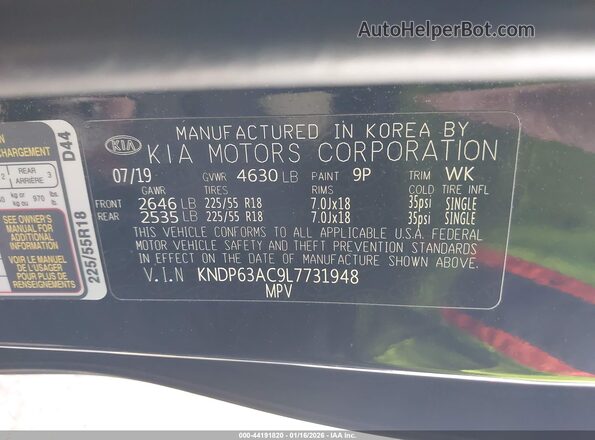 KNDP63AC9L7731948 2020 KIA SPORTAGE Black Engine compartment view