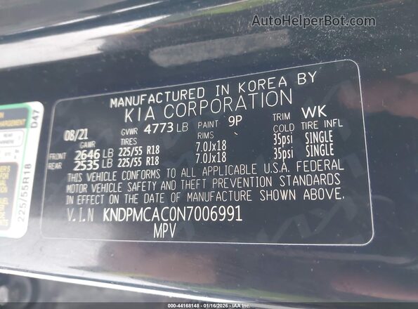 KNDPMCAC0N7006991 2022 KIA SPORTAGE Black Շարժիչի բաժամունքի տեսք