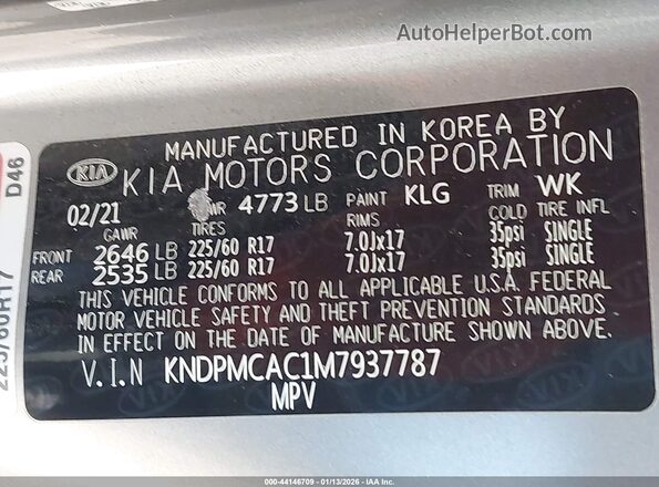 KNDPMCAC1M7937787 2021 KIA SPORTAGE Silver ძრავის განყოფილების ხედი