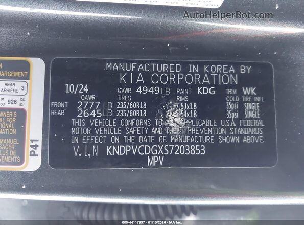 KNDPVCDGXS7203853 2025 KIA SPORTAGE HYBRID Gray Widok komory silnika