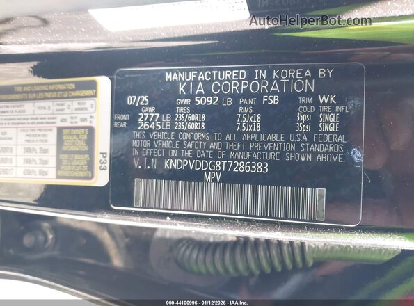 KNDPVDDG8T7286383 2026 KIA SPORTAGE HYBRID Black Vista del compartimento del motor