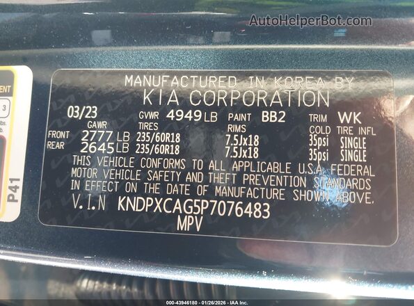 KNDPXCAG5P7076483 2023 KIA SPORTAGE HYBRID Dark Blue ძრავის განყოფილების ხედი