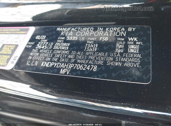KNDPYDAH3P7062478 2023 KIA SPORTAGE PLUG-IN HYBRID Black Շարժիչի բաժամունքի տեսք