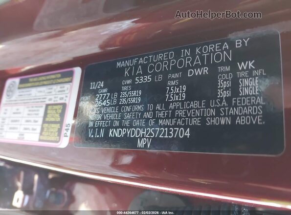 KNDPYDDH2S7213704 2025 KIA SPORTAGE PLUG-IN HYBRID Red Շարժիչի բաժամունքի տեսք