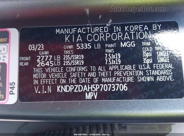KNDPZDAH5P7073706 2023 KIA SPORTAGE PLUG-IN HYBRID Gray Widok komory silnika