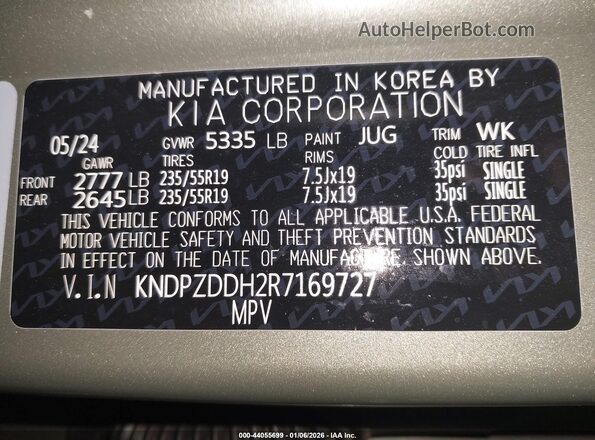 KNDPZDDH2R7169727 2024 KIA SPORTAGE PLUG-IN HYBRID Green Vista del compartimento del motor