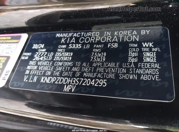 KNDPZDDH3S7204295 2025 KIA SPORTAGE PLUG-IN HYBRID Black Вид підкапотного простору