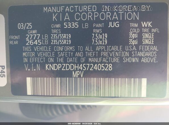 KNDPZDDH4S7240528 2025 KIA SPORTAGE PLUG-IN HYBRID Gray Вид підкапотного простору