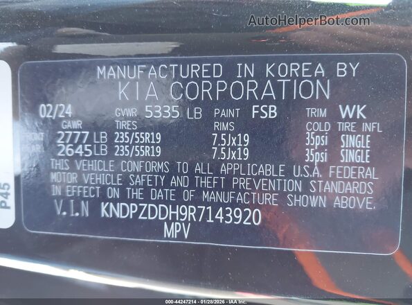 KNDPZDDH9R7143920 2024 KIA SPORTAGE PLUG-IN HYBRID Черный Вид подкапотного пространства