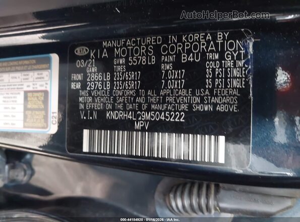 KNDRH4LG9M5045222 2021 KIA SORENTO HYBRID Blue ძრავის განყოფილების ხედი