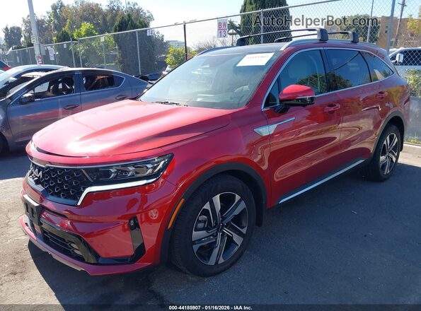 KNDRMDLH1P5152841 2023 KIA SORENTO PLUG-IN HYBRID Burgundy წინა მარცხენა ხედი სამი მეოთხედიდან