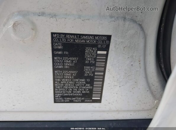 KNMAT2MV5HP549063 2017 NISSAN ROGUE White Engine compartment view