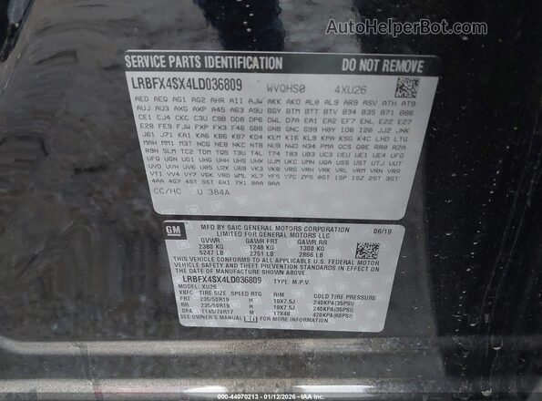 LRBFX4SX4LD036809 2020 BUICK ENVISION Black Engine compartment view