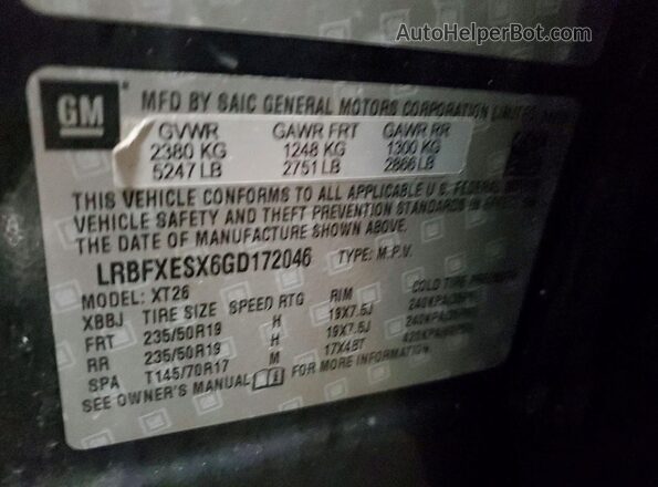 LRBFXESX6GD172046 2016 BUICK ENVISION Black Панорамний вид салону 360°