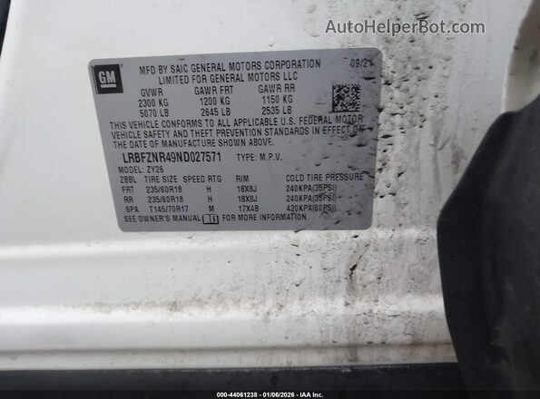 LRBFZNR49ND027571 2022 BUICK ENVISION White Вид підкапотного простору
