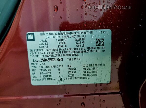 LRBFZSR46PD207589 2023 BUICK ENVISION Red ძრავის განყოფილების ხედი