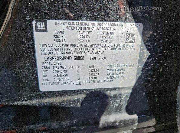 LRBFZSR49ND160068 2022 BUICK ENVISION Черный 