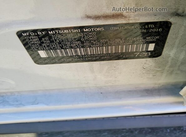 ML32A4HJ6HH010509 2017 MITSUBISHI MIRAGE White 