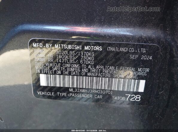 ML32AWHJ3RH030701 2024 MITSUBISHI MIRAGE Black ძრავის განყოფილების ხედი