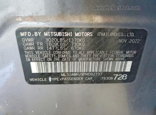 ML32AWHJ9PH002737 2023 MITSUBISHI MIRAGE Gray Вид підкапотного простору