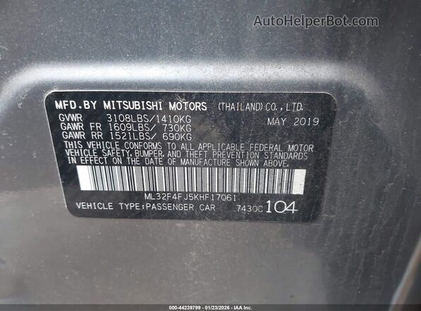 ML32F4FJ5KHF17061 2019 MITSUBISHI MIRAGE G4 Gray ძრავის განყოფილების ხედი