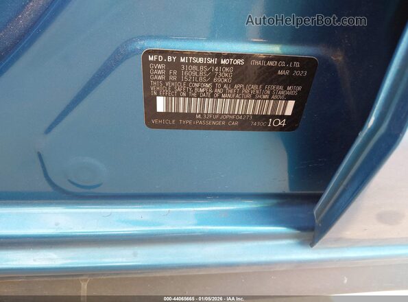 ML32FUFJ0PHF04273 2023 MITSUBISHI MIRAGE G4 Blue Вид підкапотного простору