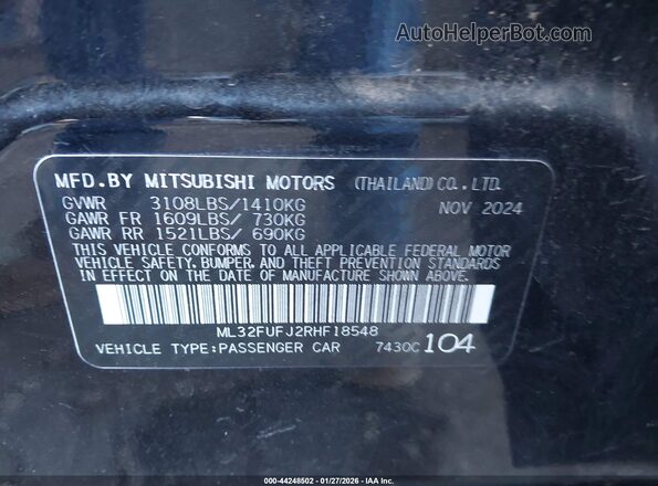 ML32FUFJ2RHF18548 2024 MITSUBISHI MIRAGE G4 Black 