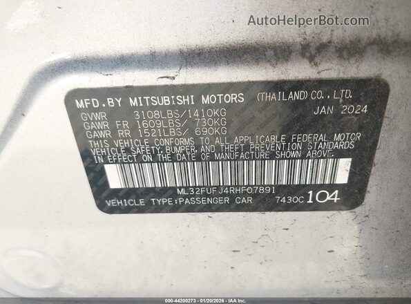 ML32FUFJ4RHF07891 2024 MITSUBISHI MIRAGE G4 Silver Vista del compartimento del motor