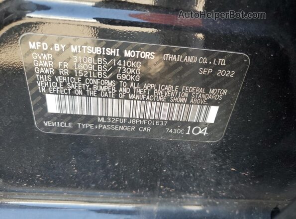 ML32FUFJ8PHF01637 2023 MITSUBISHI MIRAGE Black VIN կոդի պիտակի տեսք
