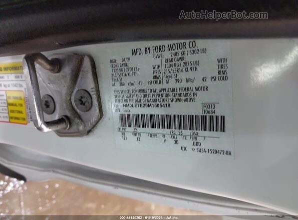 NM0LE7E29M1505419 2021 FORD TRANSIT CONNECT White Շարժիչի բաժամունքի տեսք