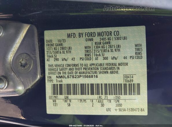 NM0LS7S23P1566816 2023 FORD TRANSIT CONNECT Black Widok komory silnika