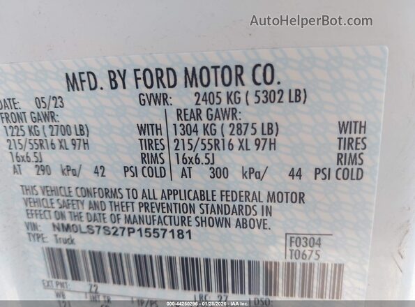 NM0LS7S27P1557181 2023 FORD TRANSIT CONNECT White უკანა მარჯვენა