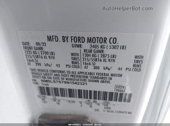 NM0LS7S79N1542321 2022 FORD TRANSIT CONNECT Белый Вид подкапотного пространства
