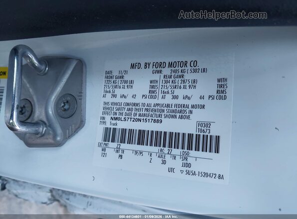 NM0LS7T20N1517889 2022 FORD TRANSIT CONNECT White Vista del compartimento del motor