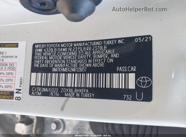 NMTKHMBX2MR128857 2021 TOYOTA LIMITED White Engine compartment view