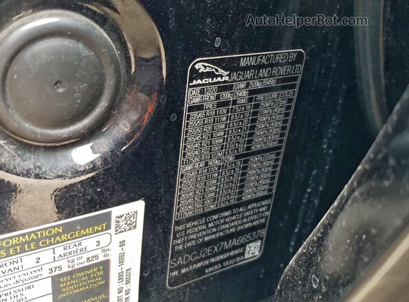 SADCJ2EX7MA665378 2021 JAGUAR F-PACE Black VIN կոդի պիտակի տեսք