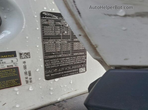 SADCJ2FX3LA658053 2020 JAGUAR F-PACE White Engine compartment view