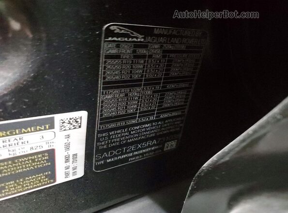 SADCT2EX5RA731038 2024 JAGUAR F-PACE Серый Вид наклейки с VIN-кодом